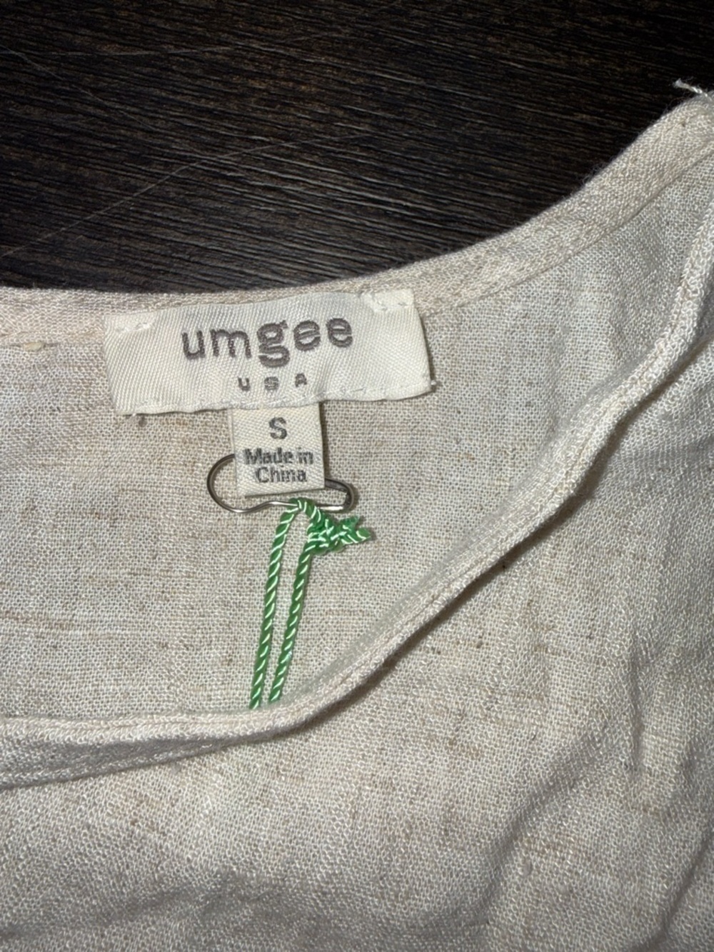 Umgee Cream Short-Sleeve Tiered Peplum Blouse Linen / Cotton - Picture 4 of 5
